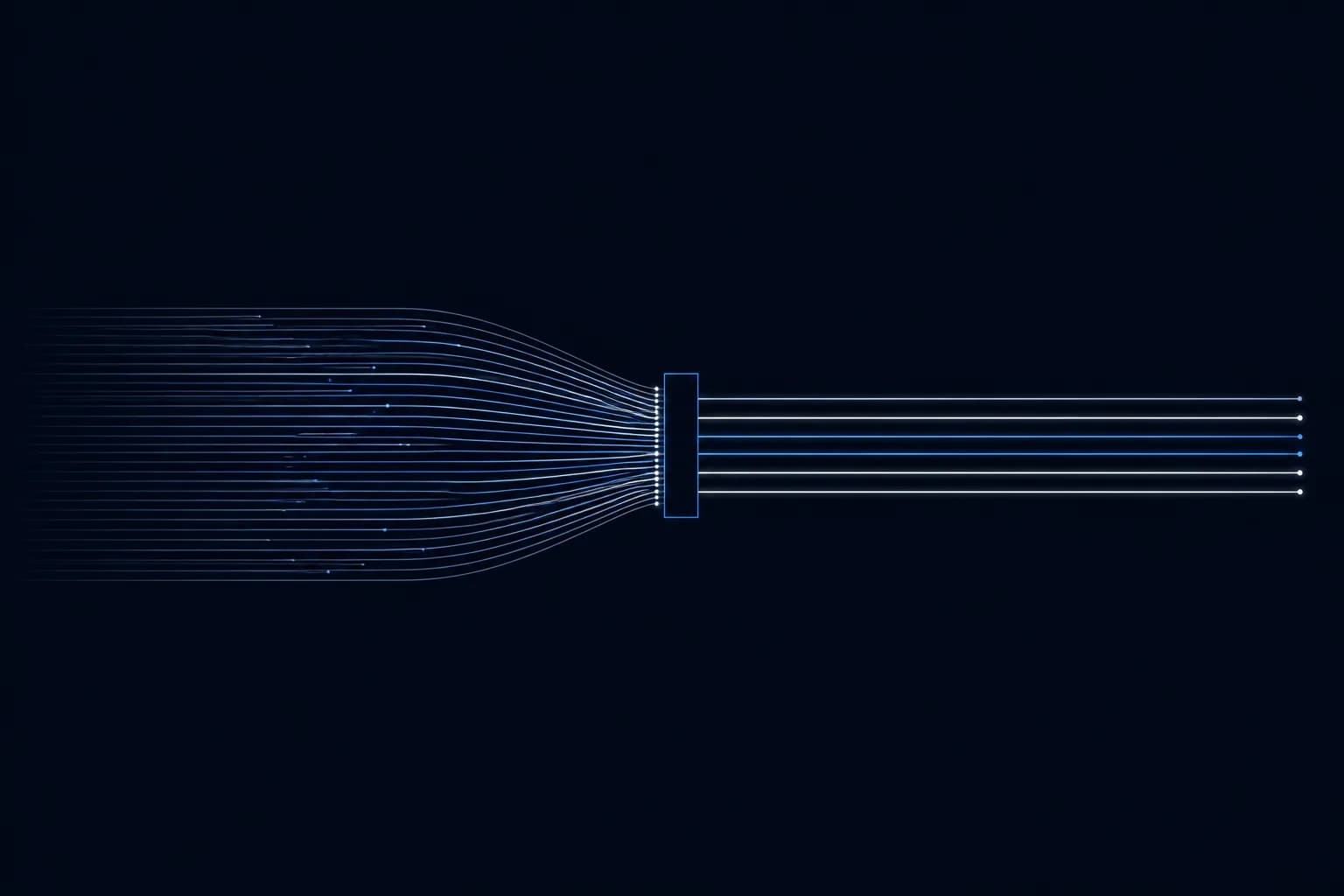 A dense field of fine horizontal lines converging through a narrow bounded aperture at the centre of the frame.